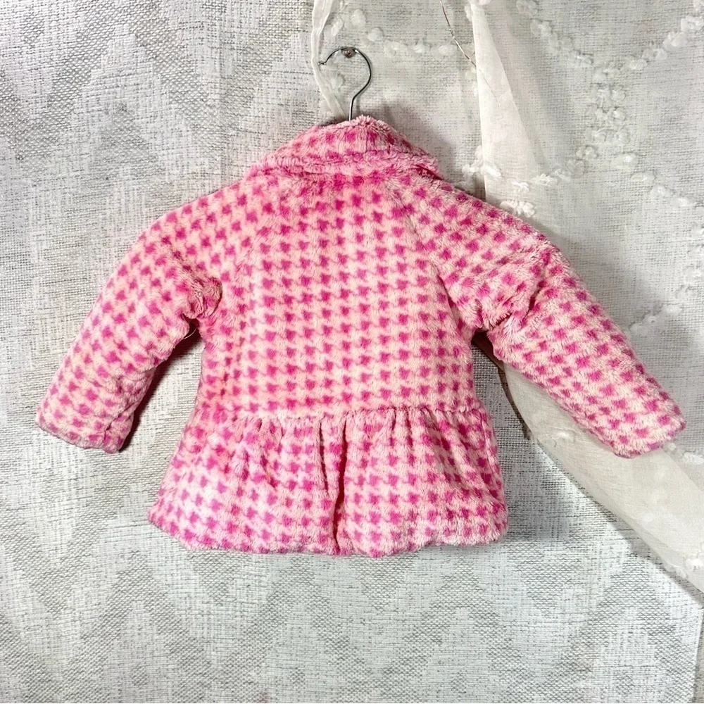 Disney Princess pink checkered faux fur button up coat size 2T